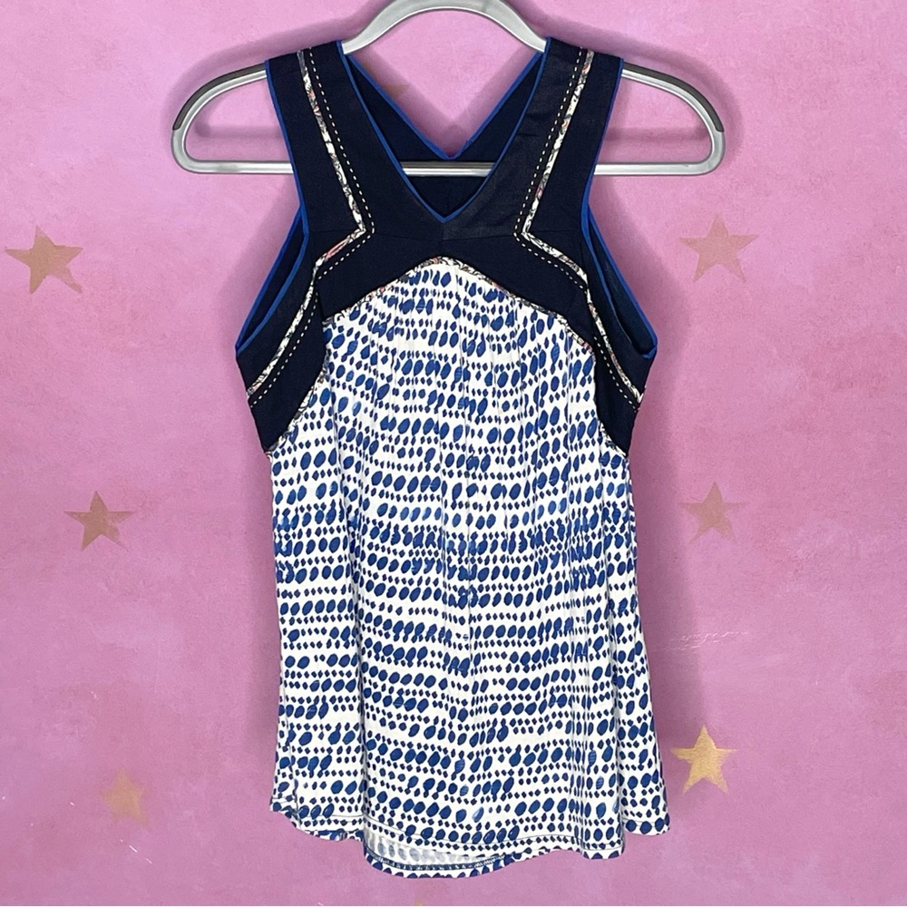 Anthropologie One September Paterened Boho Tank Blue White Womens Small